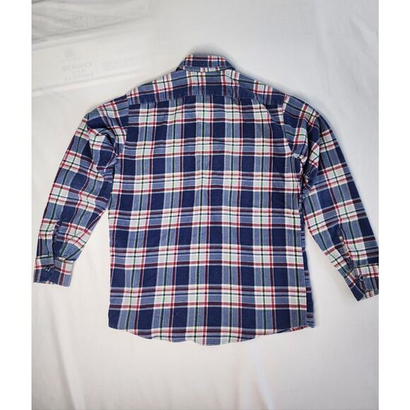 Vintage Fieldmaster Perma Prest Mens Flannel Shirt Size M Red White Black Plaid - Picture 2 of 5